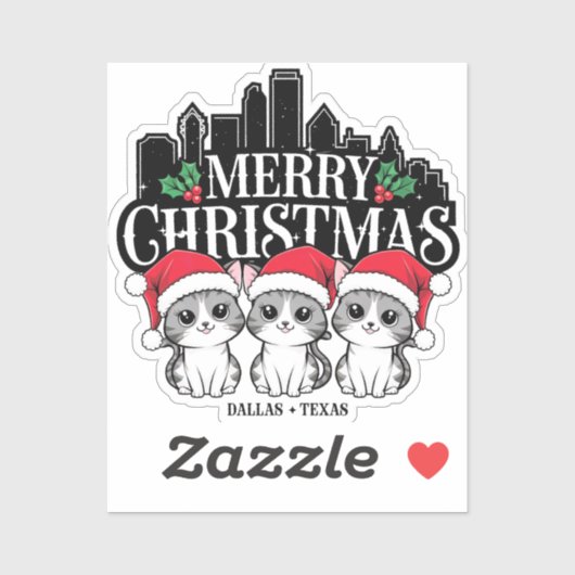 ダラスシティテキサス州メリークリスマスキャッツUSA シール (シート)