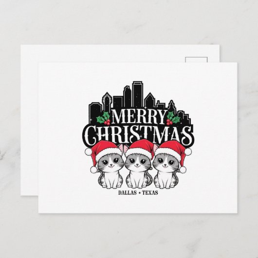 ダラスシティテキサス州メリークリスマスキャッツUSA ポストカード (正面/裏面)