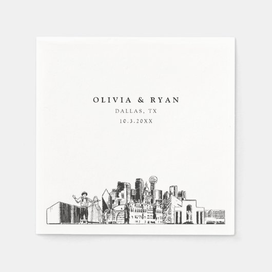 ダラススカイライン結婚ズ紙カクテルナプキン スタンダードカクテルナプキン (正面)