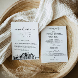 ダラススカイライン結婚式プログラム 5x7 フラットカード 招待状