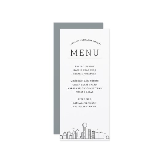 ダラススカイライン |の結婚イベントメニュー メニュー (正面/裏面インサイチュ)