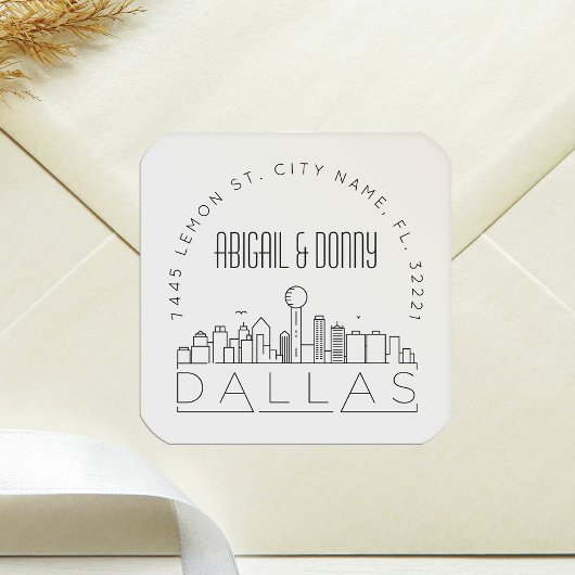 ダラススカイライン |事前にアドレス指定された封筒用シール スクエアシール