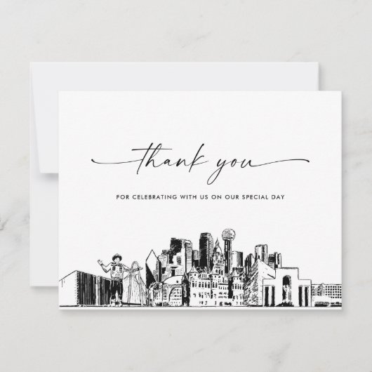 ダラススカイラ結婚インの写真サンキューカード 招待状 (正面)