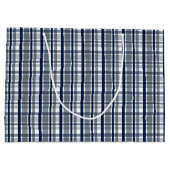 ダラススポーツファンシルバーネイビーブループレイドストライプの ラージペーパーバッグ (裏面)