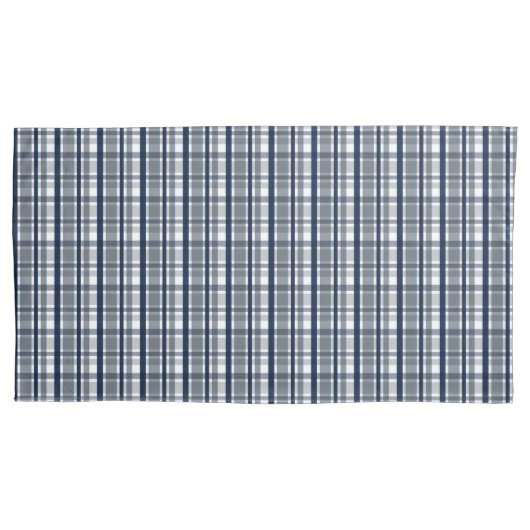 ダラススポーツファンシルバーネイビーブループレイドストライプの 枕カバー (正面左)