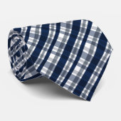 ダラススポーツファンネイビーブルーシルバープレイドストライプの ネクタイ (ロール)