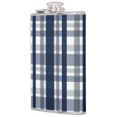 ダラススポーツファンネイビーブルーシルバープレイドストライプの フラスク (左)