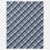 ダラススポーツファンネイビーブルーシルバープレイドストライプの フリースブランケット (正面)