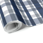 ダラススポーツファンネイビーブルーシルバープレイドストライプの ラッピングペーパー (ロールコーナー)