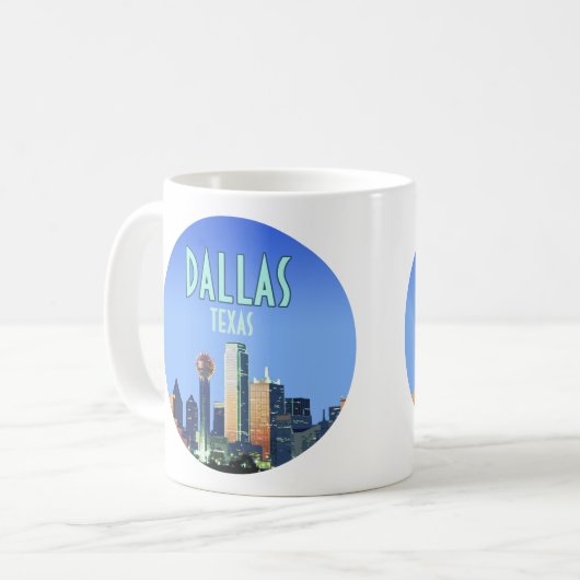 ダラスダウンタウンテキサス州ヴィンテージ コーヒーマグカップ (正面左)