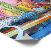 ダラステキサス州ウォーターカラーシティスカイライン ポスター (角)