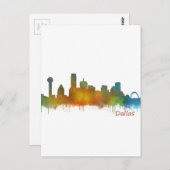 ダラステキサス州シティウォーターカラースカイラインHq v2 ポストカード (正面/裏面)