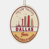 ダラステキサス州シティスカイラインエンブレム セラミックオーナメント (右)
