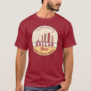 ダラステキサス州シティスカイラインエンブレム Tシャツ