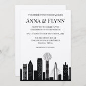ダラステキサス州シティスカイラインシティスケープウェディングパーティー 招待状 (正面/裏面)