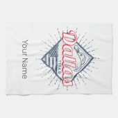 ダラステキサス州シティ統一された州ヴィンテージUSA キッチンタオル (横)