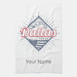 ダラステキサス州シティ統一された州ヴィンテージUSA キッチンタオル
