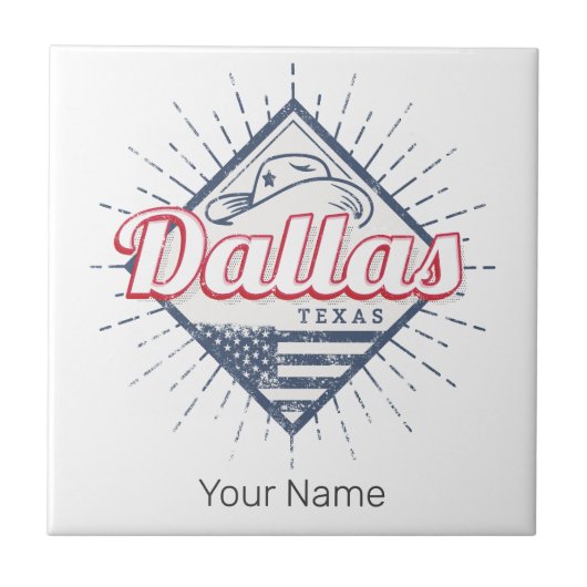 ダラステキサス州シティ統一された州ヴィンテージUSA タイル (正面)
