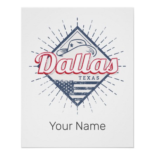 ダラステキサス州シティ統一された州ヴィンテージUSA ポスター (正面)