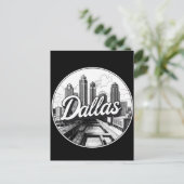 ダラステキサス州スカイラインブラックアンドホワイトシティスケープ ポストカード (スタンド正面)