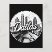 ダラステキサス州スカイラインブラックアンドホワイトシティスケープ ポストカード (正面)