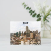ダラステキサス州パノラマヴィューシティシルエット ポストカード (スタンド正面)