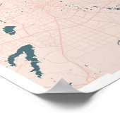 ダラステキサス州ピンク&ブルーかわいいスクリプト通りマップ ポスター (角)