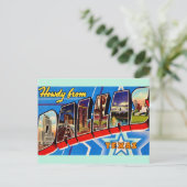 ダラステキサス州レトログリーティングポストカード ポストカード (スタンド正面)