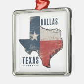 ダラステキサス州州マップ国旗 メタルオーナメント (左)