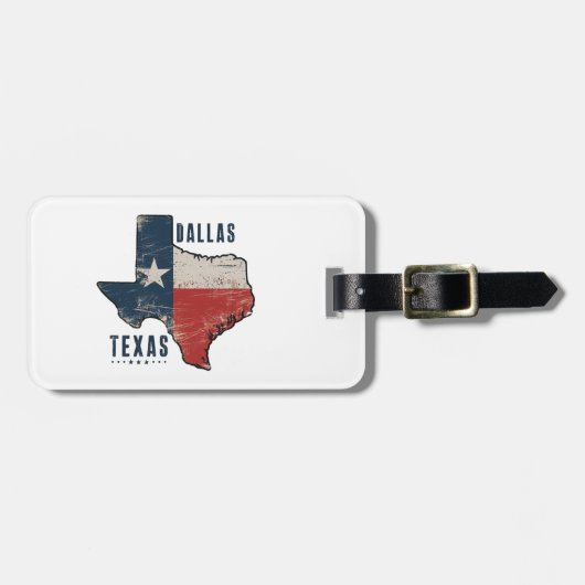 ダラステキサス州州マップ国旗 ラゲッジタグ (正面横)