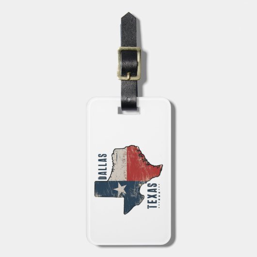 ダラステキサス州州マップ国旗 ラゲッジタグ (正面縦)