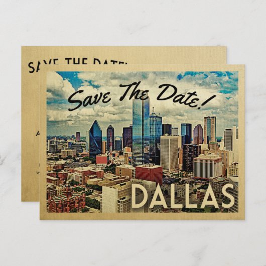 ダラステキサス州日付保存ヴィンテージスカイライン 案内ポストカード (正面/裏面)