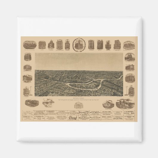 ダラステキサス州1892年 マグネット (正面)