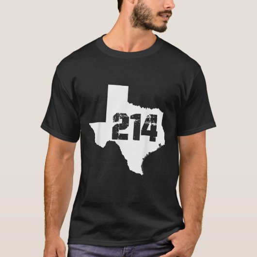 ダラステキサス州214市外局番 Tシャツ (正面)