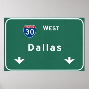 ダラステキサス州tx州間高速道路Freeway Road : ポスター