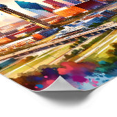 ダラステキサス州USAトラベルプレースウォーターカラー ポスター (角)