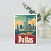 ダラステキサス州USAヴィンテージトラベルイラストレーション ポストカード (スタンド正面)