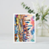 ダラステキサス州USA有名なプレイスウォーターカラー ポストカード (スタンド正面)