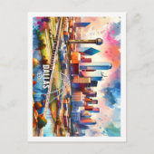 ダラステキサス州USA有名なプレイスウォーターカラー ポストカード (正面)