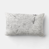 ダラスパーソナライズされたテキサス州マップ白黒&グレー ランバークッション (裏面)