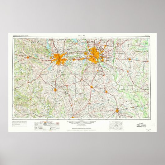 ダラスフォートワースの地図 ポスター (正面)