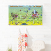 ダラスフォートワーステキサス州マンガマップ 横断幕 (インサイチュ)