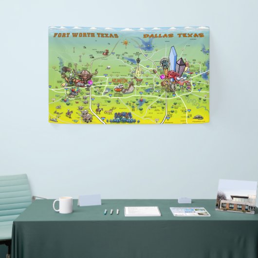 ダラスフォートワーステキサス州マンガマップ 横断幕 (トレードショー)