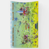 ダラスフォートワーステキサス州マンガマップ 横断幕 (縦)