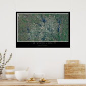 ダラスフォートワーステキサス州宇宙衛星地図 ポスター (キッチン)