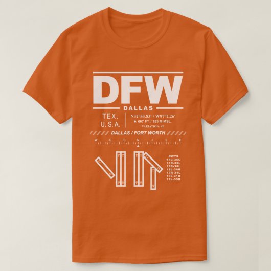 ダラスフォートワース国際的エアポートDFW Tシャツ (デザイン正面)