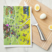 ダラスフォートワース漫画の地図 キッチンタオル (四つ折り)