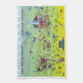 ダラスフォートワース漫画の地図 キッチンタオル (縦)