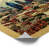 ダラスポスターヴィンテージトラベルプリントテキサス州スカイライン ポスター (角)