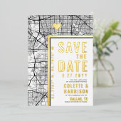 ダラスラブロケーター |結婚式の日付の保存 箔招待状 (立ち正面)